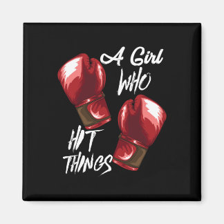 Women Boxing Kickboxing A Girl Who Hit Things  Magnet