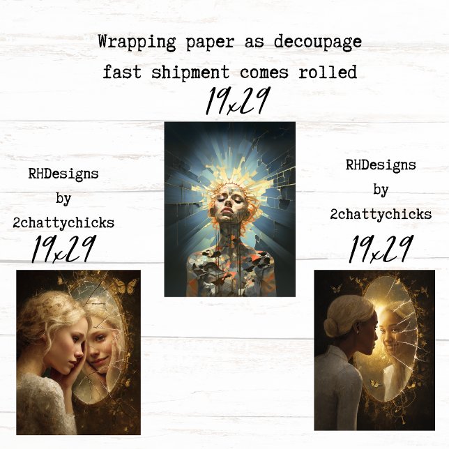 Women Broken But Made Whole Wrapping Decoupage Wrapping Paper Sheet (Creator Uploaded)