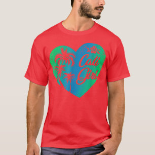 Women Cali Girl Vintage California Heart Palm Tree T-Shirt