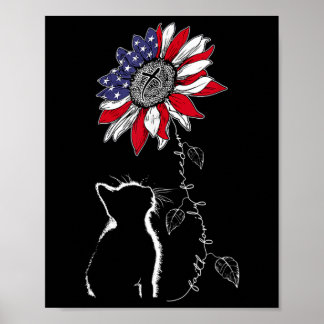 Women Cat Sunflower 4th Of July Faith Freedom Patr Poster