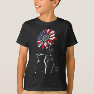 Women Cat Sunflower 4th Of July Faith Freedom Patr T-Shirt