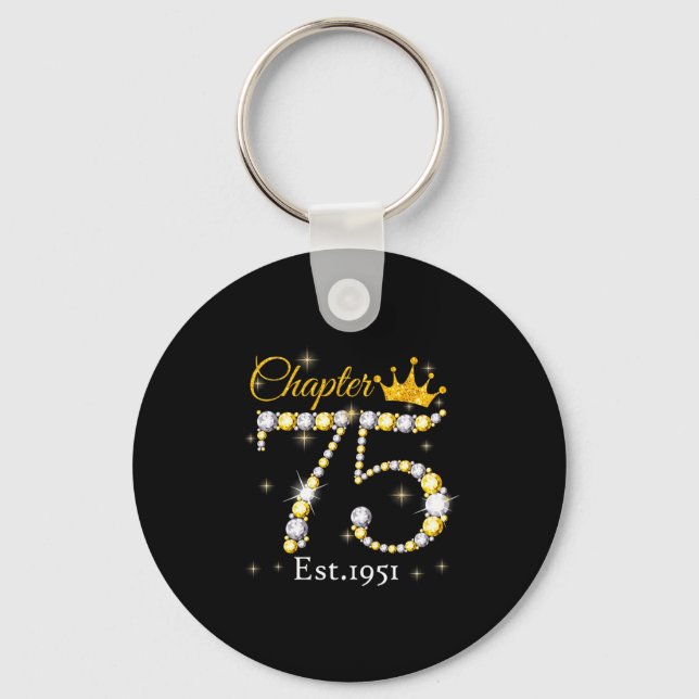 Women Chapter 75 Fabulous Est 1951 75th Birthday Q Key Ring (Front)