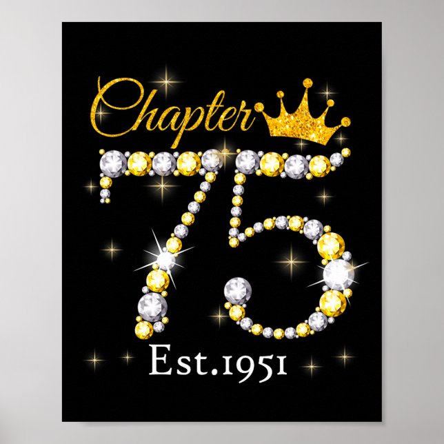 Women Chapter 75 Fabulous Est 1951 75th Birthday Q Poster (Front)