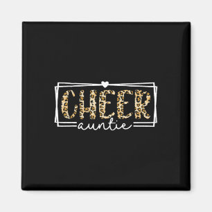 Women Cheer Auntie Leopard Cheerleader Aunt Mother Magnet