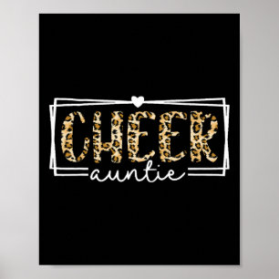 Women Cheer Auntie Leopard Cheerleader Aunt Mother Poster
