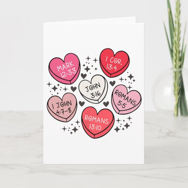Women Christian Valentine Love Hearts Religious Bi Card (Front)