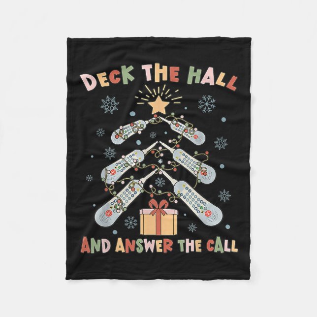 Women Christmas Icu Nurse Call Light Telemetry Hea Fleece Blanket (Front)