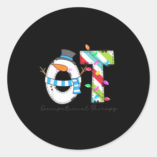 Women Christmas Occupational Therapy Ot Ota Snowma Classic Round Sticker (Front)