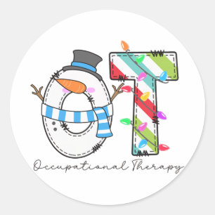 Women Christmas Occupational Therapy Ot Ota Snowma Classic Round Sticker