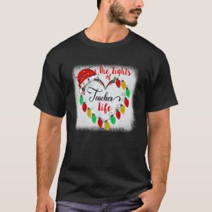 Women Christmas  Santa Hat The Lights of Teacher L T-Shirt