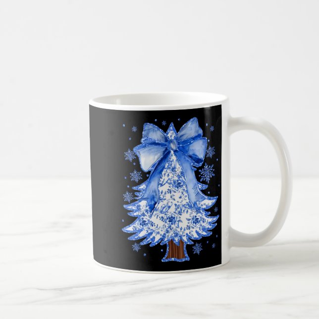 Women Christmas Tree Chinoiserie Blue Floral Coque Coffee Mug (Right)