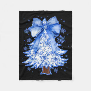 Women Christmas Tree Chinoiserie Blue Floral Coque Fleece Blanket