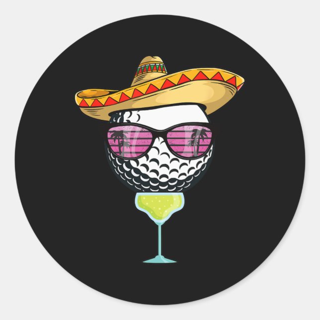 Women Cinco De Mayo Golf Ball With Sombrero Margar Classic Round Sticker (Front)
