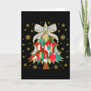 Women Colourful Christmas Tree Coquette Bow Xmas H Card
