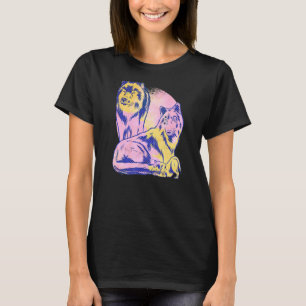 Women Colourful Wolf Family Vintage Pop Art Wolf 2 T-Shirt