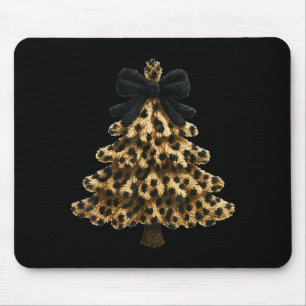 Women Coquette Bow Leopard Christmas Tree Xmas Hol Mouse Pad