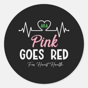 Women Costume Aka Pink Goes Red For Heart Health A Classic Round Sticker
