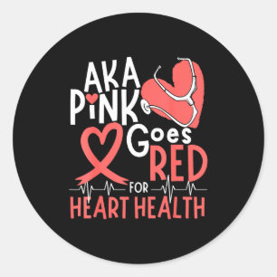 Women Costume Aka Pink Goes Red For Heart Health A Classic Round Sticker
