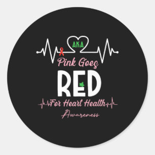 Women Costume Aka Pink Goes Red For Heart Health A Classic Round Sticker