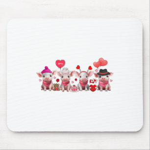 Women Cute Pigs Valentine’s Day Farm Animal Pig Lo Mouse Pad