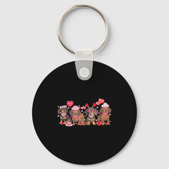 Women Dachshund Valentine’s Day Sausage Dog Bandan Key Ring (Front)