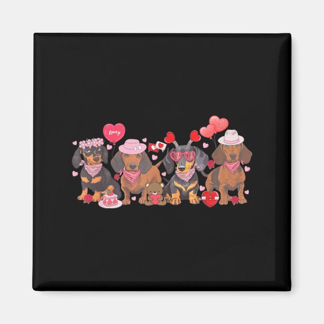 Women Dachshund Valentine’s Day Sausage Dog Bandan Magnet (Front)