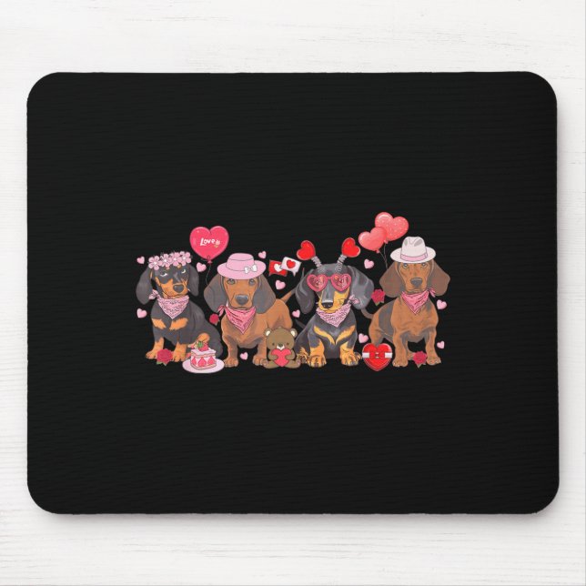 Women Dachshund Valentine’s Day Sausage Dog Bandan Mouse Pad (Front)