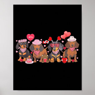 Women Dachshund Valentine’s Day Sausage Dog Bandan Poster