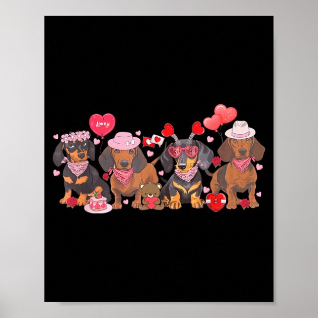 Women Dachshund Valentine’s Day Sausage Dog Bandan Poster (Front)