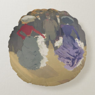 Women Dancing the Can-Can Round Cushion