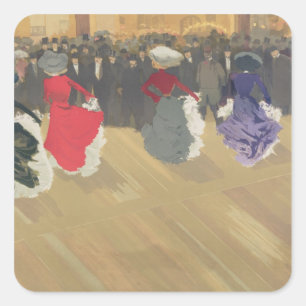 Women Dancing the Can-Can Square Sticker