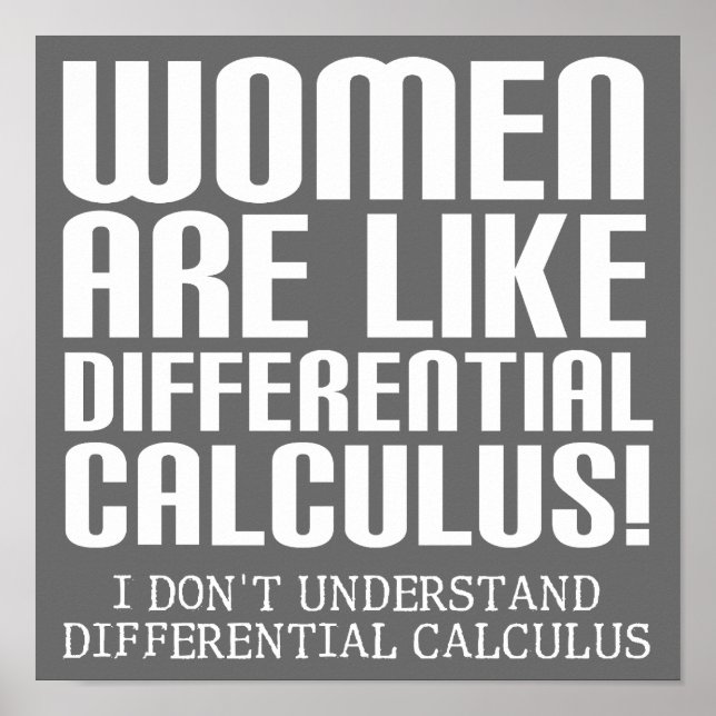 Women Differential Calculus Funny Poster Sign (Front)