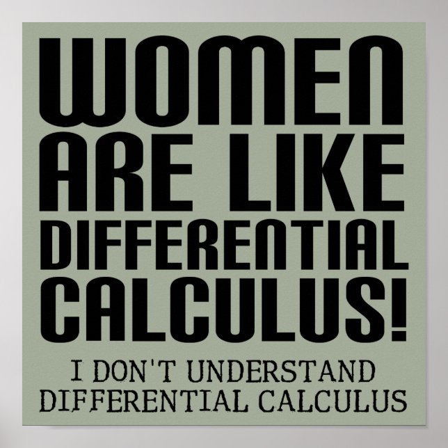 Women Differential Calculus Funny Poster Sign (Front)