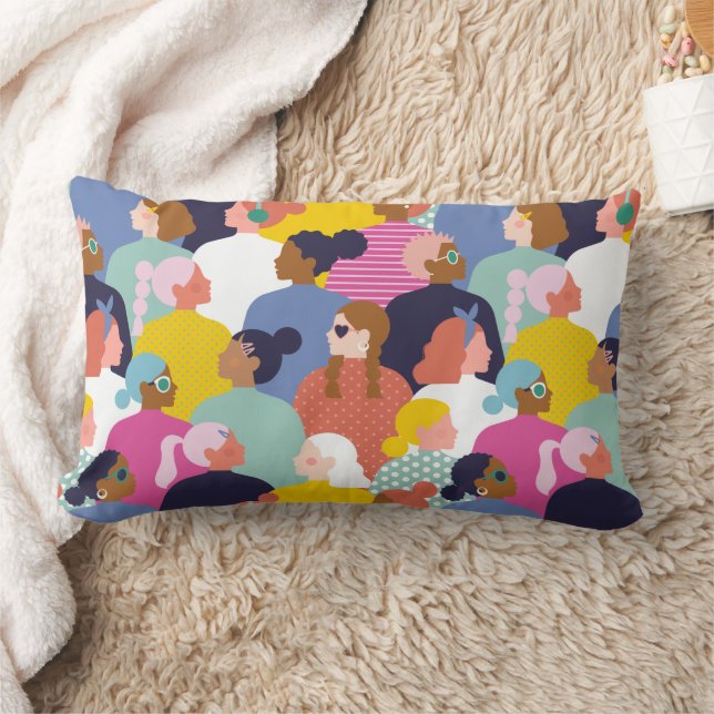 Women Diversity - Women of Different Ethnicity Lumbar Cushion (Blanket)