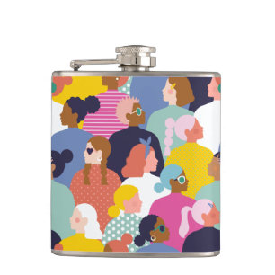 Women Diversity - Women of Various Race Hip Flask