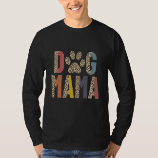 Women Dog Mama Paw Retro Leopard Mother T-Shirt