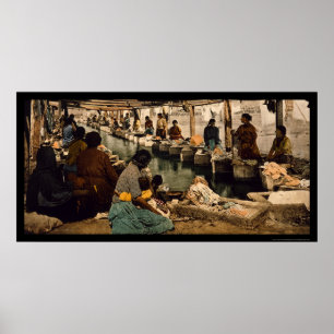Women Doing Laundry in Mexico City, Mexico 1890 Poster