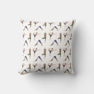 Women Doing Yoga Poses Cool Wellness Pattern Cushion