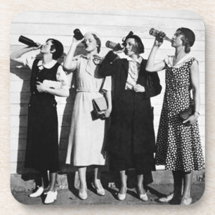 Women Drinking Beer Old Photography Vintage Beer Coaster
