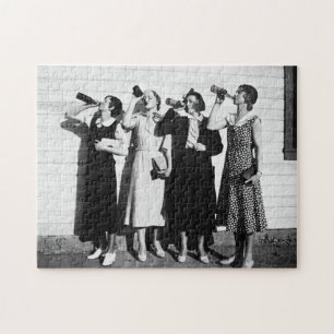 Women Drinking Beer Old Photography Vintage Beer Jigsaw Puzzle