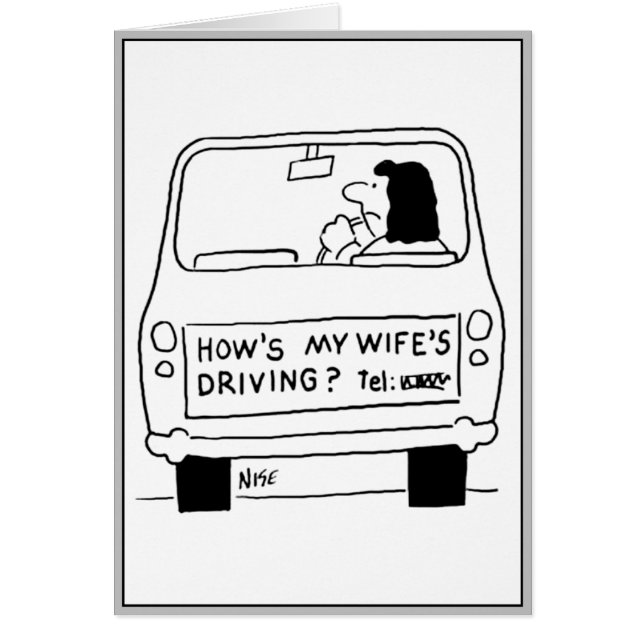 Women Driver Cartoon. Funny Card (Front)