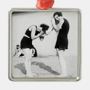 Women Drying their Hair at the Beach Metal Ornament