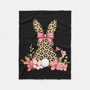 Women Easter Bunny Leopard Happy Easter Day Women Fleece Blanket