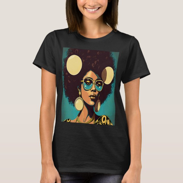 Women Empowerment Retro Afro African American Mom  T-Shirt (Front)