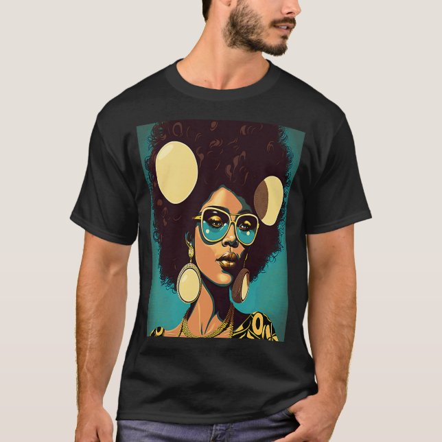 Women Empowerment Retro Afro African American Mom  T-Shirt (Front)