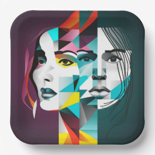Women face  paper plate