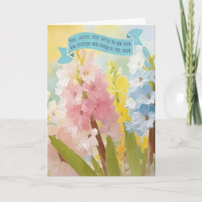 Women Faith Bible, Hyacinth Flowers, Mother Day Holiday Card (Front)