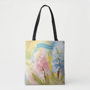 Women Faith Bible, Hyacinth Flowers, Mother Day Tote Bag