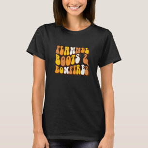 Women Fall Flannel Boots And Bonfires Autumn Thank T-Shirt