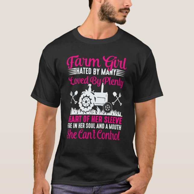 Women Farm Life Farmer Girl Retro Tractor Family R T-Shirt (Front)